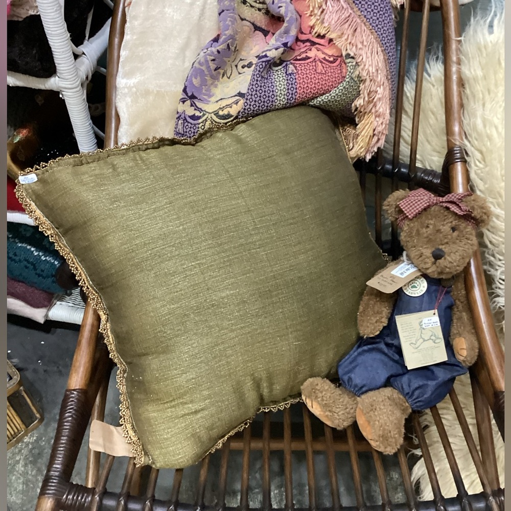 SOLD!Handmade Green Silk Pillow